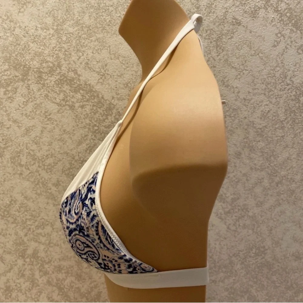 Victoria's Secret White and Blue Paisley Bikini Top